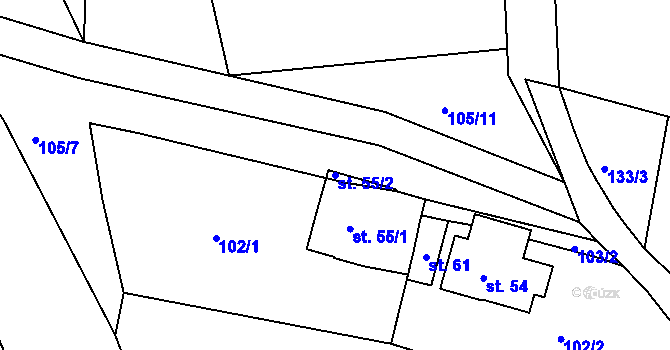 Parcela st. 55/2 v KÚ Jimlíkov, Katastrální mapa