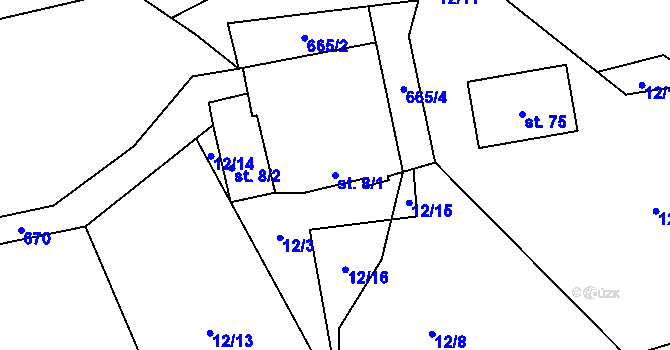Parcela st. 8/1 v KÚ Jimlíkov, Katastrální mapa