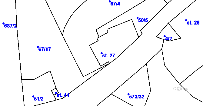 Parcela st. 27 v KÚ Jimlíkov, Katastrální mapa