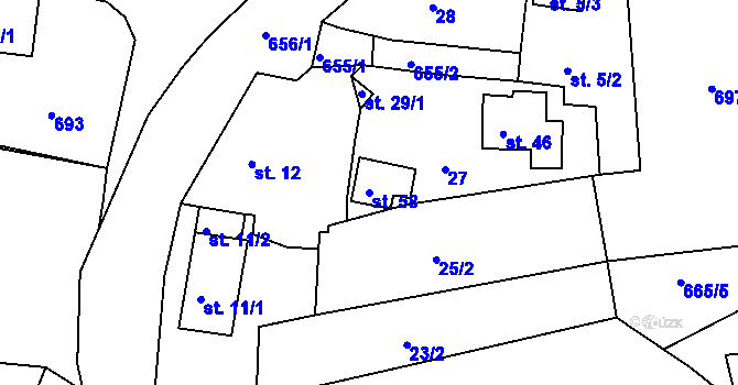 Parcela st. 58 v KÚ Jimlíkov, Katastrální mapa