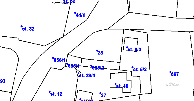Parcela st. 28 v KÚ Jimlíkov, Katastrální mapa