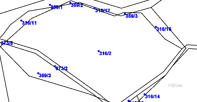 Parcela st. 316/2 v KÚ Jimlíkov, Katastrální mapa