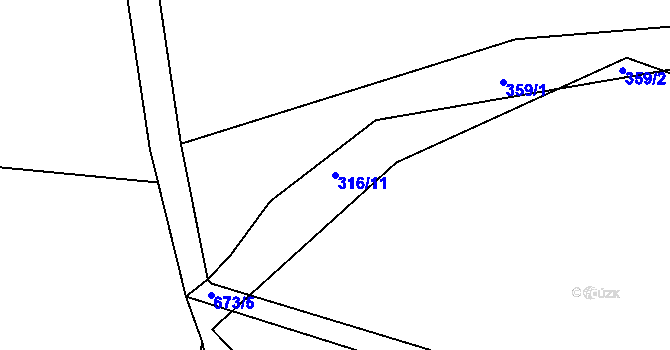 Parcela st. 316/11 v KÚ Jimlíkov, Katastrální mapa