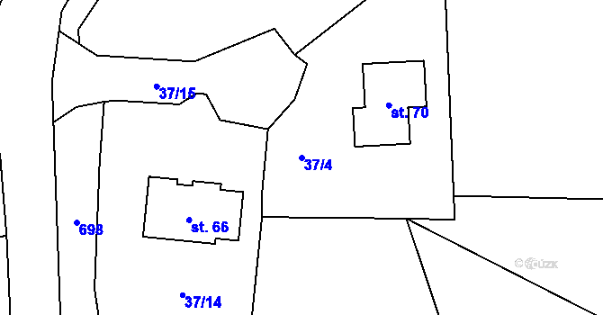 Parcela st. 37/4 v KÚ Jimlíkov, Katastrální mapa