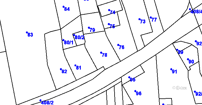 Parcela st. 78 v KÚ Božtěšice, Katastrální mapa