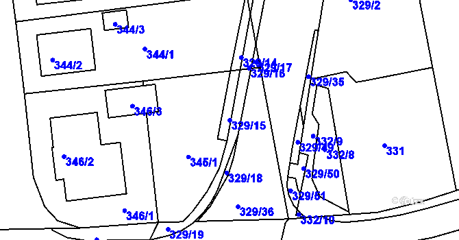 Parcela st. 329/15 v KÚ Božtěšice, Katastrální mapa