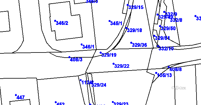 Parcela st. 329/19 v KÚ Božtěšice, Katastrální mapa