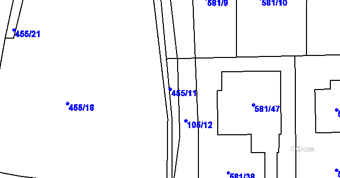Parcela st. 455/11 v KÚ Božtěšice, Katastrální mapa