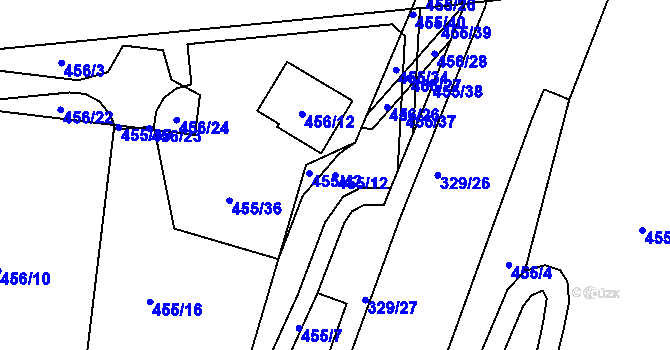 Parcela st. 455/12 v KÚ Božtěšice, Katastrální mapa