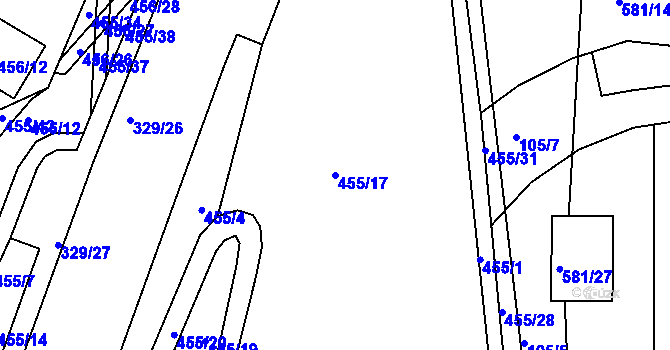 Parcela st. 455/17 v KÚ Božtěšice, Katastrální mapa