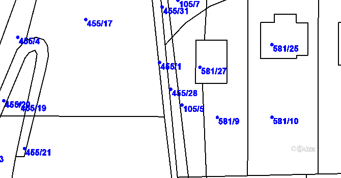 Parcela st. 455/28 v KÚ Božtěšice, Katastrální mapa