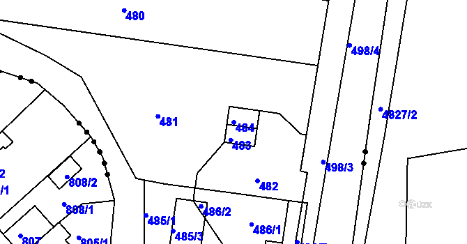 Parcela st. 484 v KÚ Božtěšice, Katastrální mapa