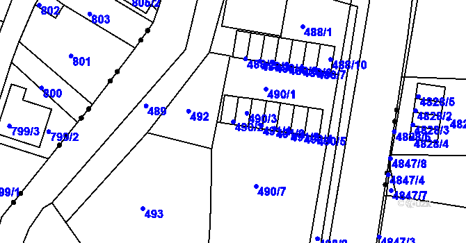 Parcela st. 490/2 v KÚ Božtěšice, Katastrální mapa