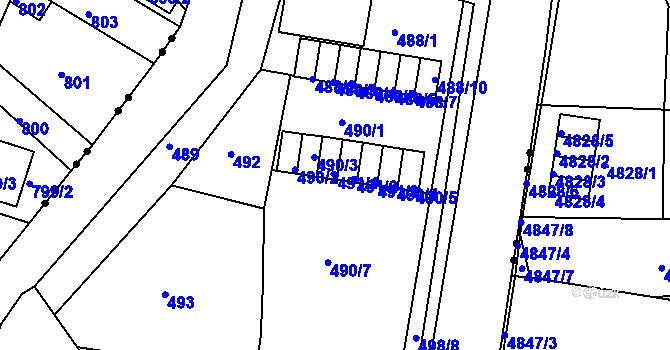 Parcela st. 491/1 v KÚ Božtěšice, Katastrální mapa