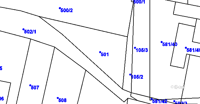 Parcela st. 501 v KÚ Božtěšice, Katastrální mapa