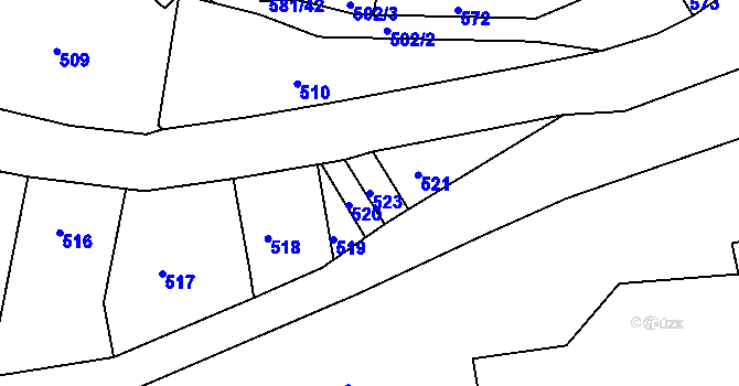 Parcela st. 523 v KÚ Božtěšice, Katastrální mapa