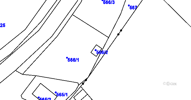 Parcela st. 566/2 v KÚ Božtěšice, Katastrální mapa