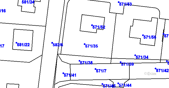 Parcela st. 571/35 v KÚ Božtěšice, Katastrální mapa