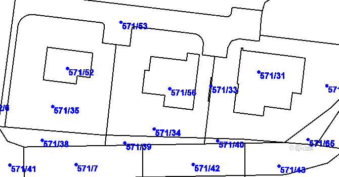 Parcela st. 571/56 v KÚ Božtěšice, Katastrální mapa