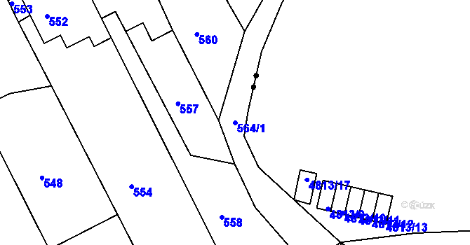 Parcela st. 564/1 v KÚ Božtěšice, Katastrální mapa