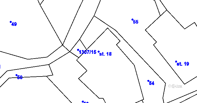 Parcela st. 18 v KÚ Horní Světlá u Bradáčova, Katastrální mapa