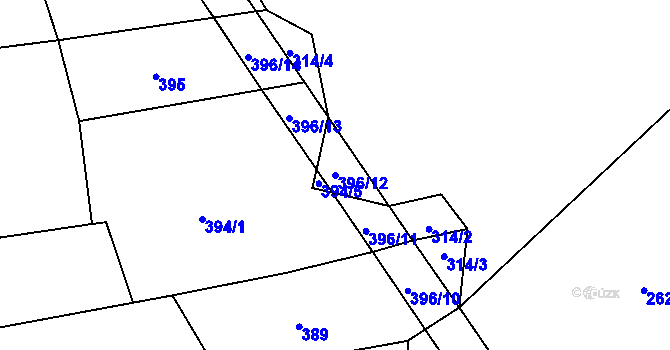 Parcela st. 396/12 v KÚ Horní Světlá u Bradáčova, Katastrální mapa