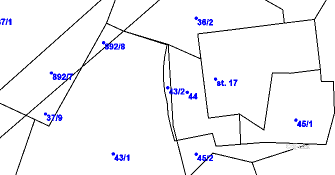 Parcela st. 43/2 v KÚ Horní Světlá u Bradáčova, Katastrální mapa