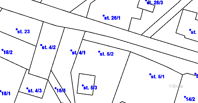 Parcela st. 5/2 v KÚ Bradlec, Katastrální mapa