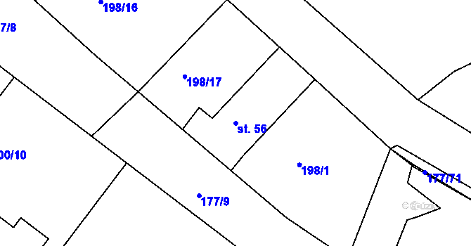Parcela st. 56 v KÚ Bradlec, Katastrální mapa