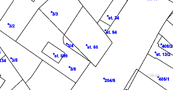 Parcela st. 65 v KÚ Bradlec, Katastrální mapa