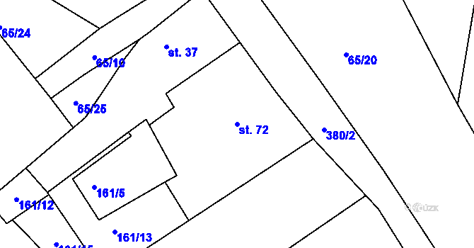 Parcela st. 72 v KÚ Bradlec, Katastrální mapa