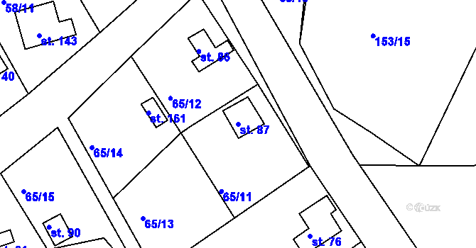 Parcela st. 87 v KÚ Bradlec, Katastrální mapa