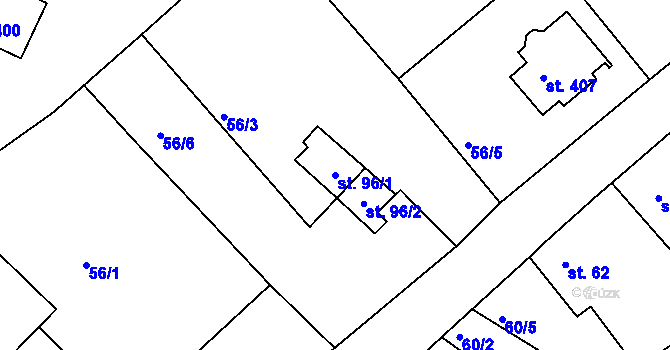Parcela st. 96/1 v KÚ Bradlec, Katastrální mapa