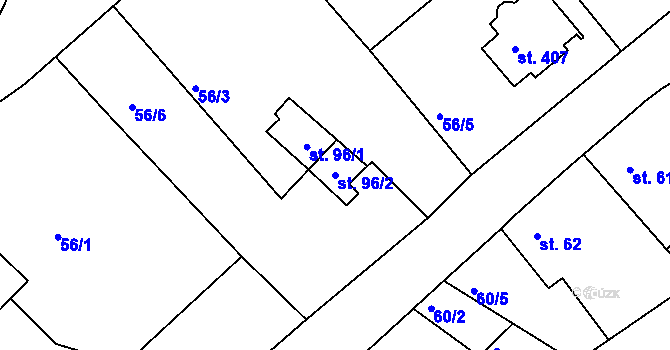 Parcela st. 96/2 v KÚ Bradlec, Katastrální mapa