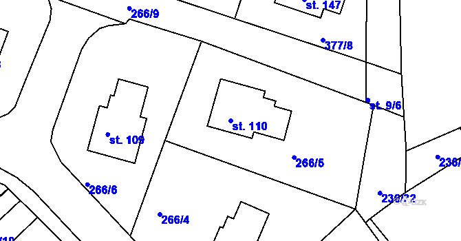 Parcela st. 110 v KÚ Bradlec, Katastrální mapa