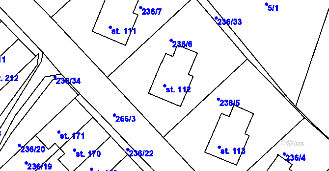 Parcela st. 112 v KÚ Bradlec, Katastrální mapa