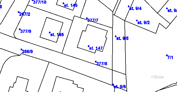 Parcela st. 147 v KÚ Bradlec, Katastrální mapa