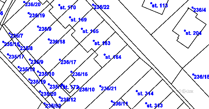 Parcela st. 164 v KÚ Bradlec, Katastrální mapa