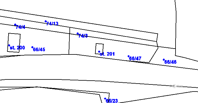 Parcela st. 201 v KÚ Bradlec, Katastrální mapa