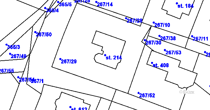 Parcela st. 214 v KÚ Bradlec, Katastrální mapa