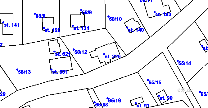 Parcela st. 226 v KÚ Bradlec, Katastrální mapa