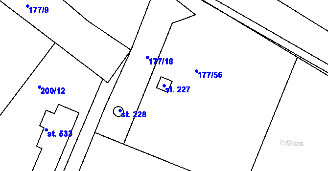 Parcela st. 227 v KÚ Bradlec, Katastrální mapa