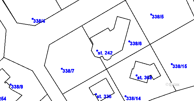 Parcela st. 242 v KÚ Bradlec, Katastrální mapa