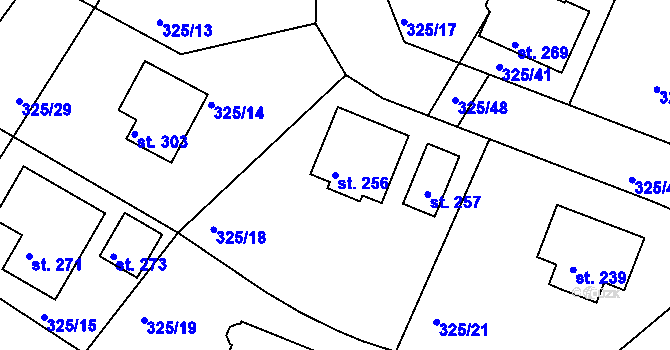 Parcela st. 256 v KÚ Bradlec, Katastrální mapa