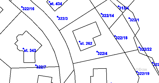 Parcela st. 262 v KÚ Bradlec, Katastrální mapa