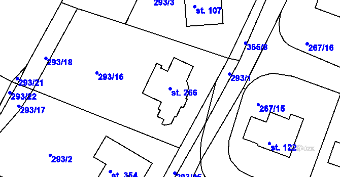 Parcela st. 266 v KÚ Bradlec, Katastrální mapa