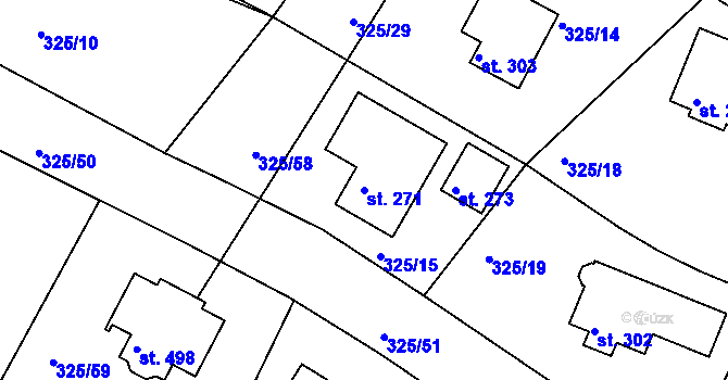 Parcela st. 271 v KÚ Bradlec, Katastrální mapa