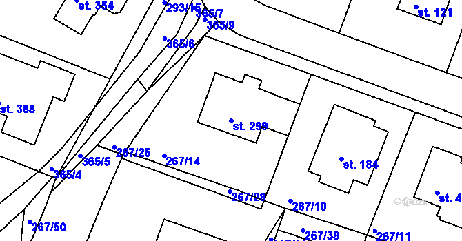 Parcela st. 299 v KÚ Bradlec, Katastrální mapa
