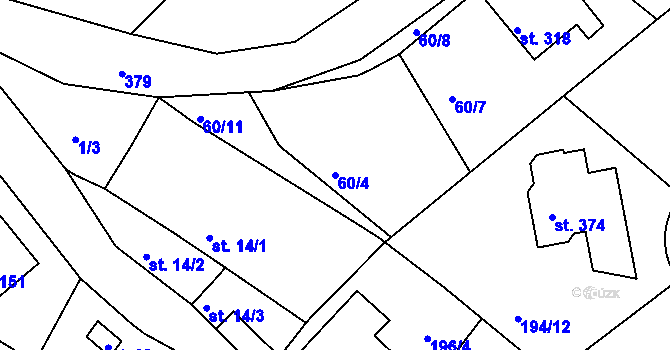 Parcela st. 60/4 v KÚ Bradlec, Katastrální mapa