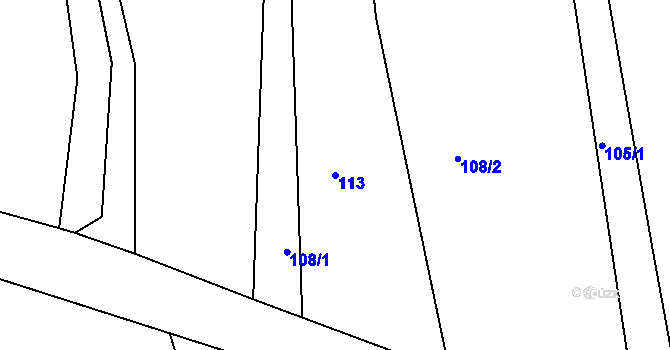 Parcela st. 113 v KÚ Bradlec, Katastrální mapa